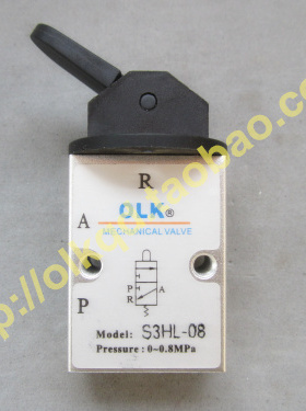 OLK气动机械阀S3HL-M5/06/08二位三通摇臂亚德客型手动阀换向气阀
