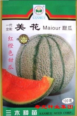 三木美花甜瓜种子日本杂交礼品型红橙壤网纹小甜瓜哈密瓜种子