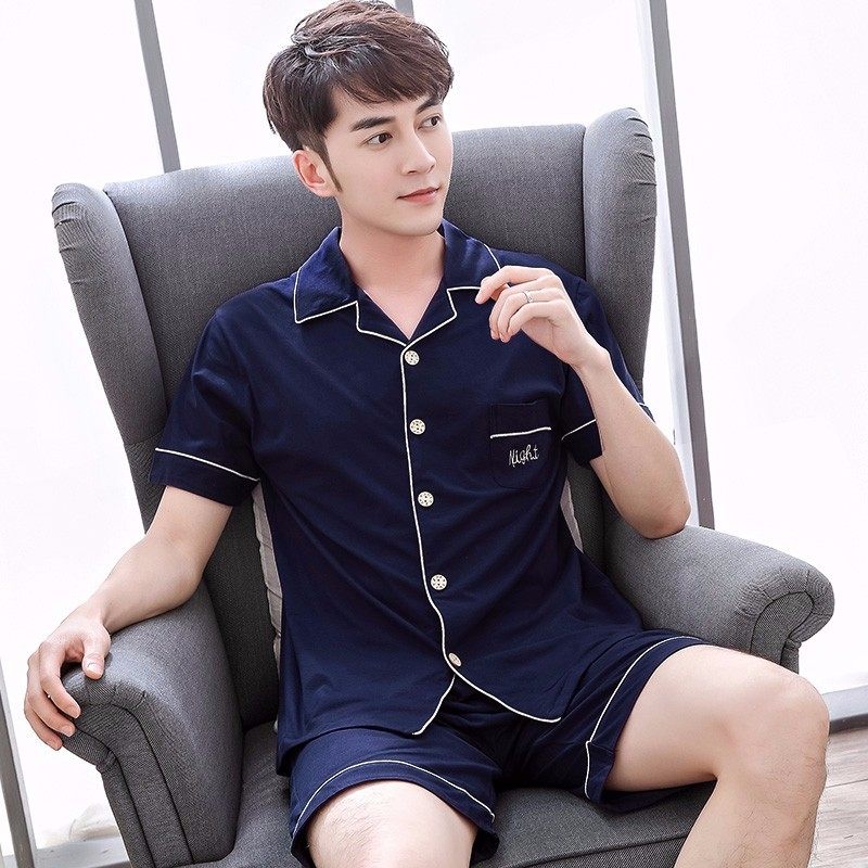 韩版夏季新品男士睡衣简约加肥加大码200斤短袖短裤居家服装xxxxl