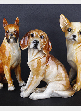 树脂狗狗拳师犬吉娃娃装饰摆件