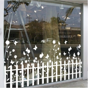 小栅栏墙贴纸店铺橱窗玻璃门贴装饰客厅走廊踢脚线墙贴篱笆墙花