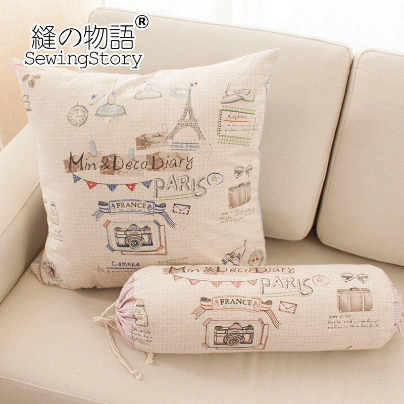缝物语旅行日记巴黎办公室抱枕汽车腰枕沙发靠垫套糖果枕|ruв категории домашний ткань, подушка/подушка - от Buy2taobao.com для оказания профессиональной услуги покупки агента Taobao