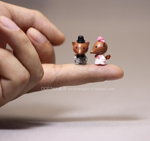 超小号 迷你版 卡通动物 小狐狸 人偶公仔模型摆件 正版 情侣 散货