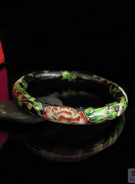 老北京手工制作铜掐丝珐琅（库存老货）景泰蓝银蓝手镯/只