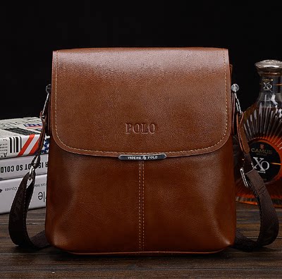 保罗polo正品真皮男包商务韩版休闲皮包男士单肩包牛皮斜挎公文包
