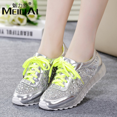 2015 new style platform shoes with mesh Rhinestone Charm love recreational sports Department of the people's shoes genuine leather shoes