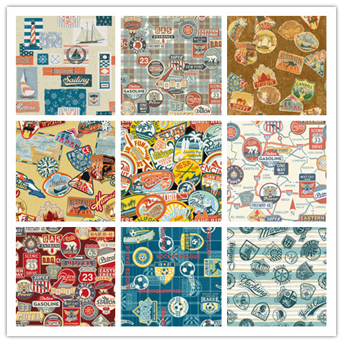 矢量设计素材 欧美复古风格海军标签路标格纹理图案 AI 10P