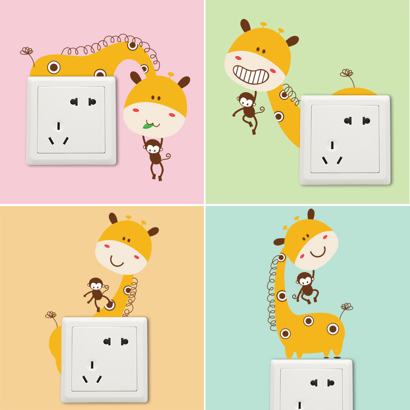 卡通开关贴墙贴家用儿童房间墙面装饰插排贴画保护套插座面板贴纸