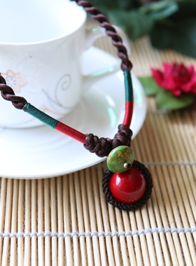 短款民族风复古百搭配饰红项链