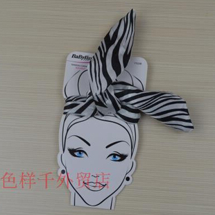 GA4/babyliss 斑马纹兔耳朵软铁丝发绳  马尾绳