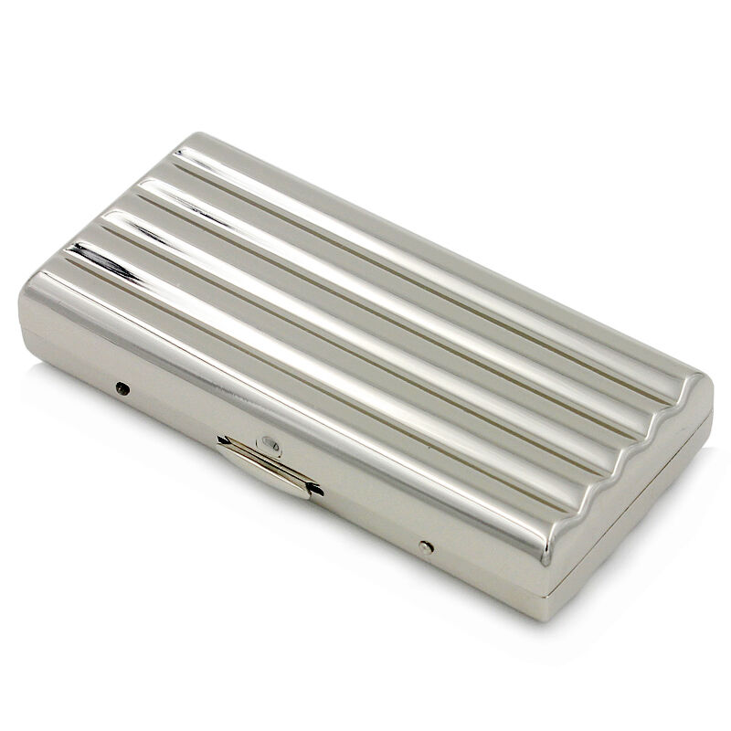 TEAM PISTOL双枪自动烟盒 铜镀铬镜面瓦楞 防潮抗压烟夹个性时尚