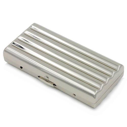 TEAM PISTOL双枪自动烟盒 铜镀铬镜面瓦楞 防潮抗压烟夹个性时尚