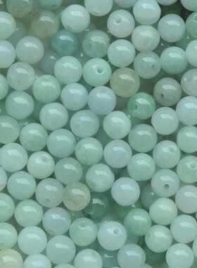 diy浅绿缅甸a货白色玉石编织散珠