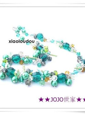 【JOO银吧】灵动珠珠◆草原时尚绿色水晶贝宝珠珠项链