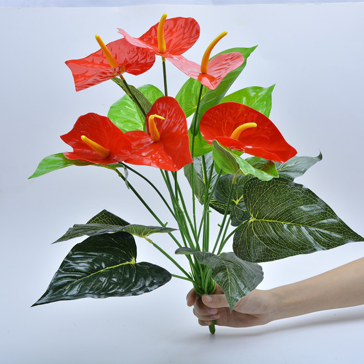 仿真花绿植红掌假花马蹄莲客厅茶几装饰绿色植物落地假花盆栽摆件