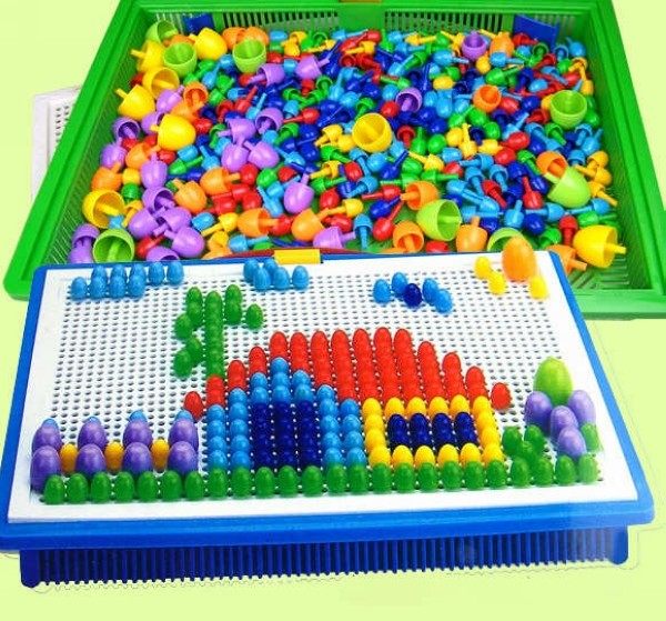 蘑菇钉296粒拼插玩具拼图插板插珠组合益智儿童益智玩具 带收纳盒,玩具/童车/益智/积木/模型,插珠/蘑菇插钉,淘宝优惠券,粉丝福利购,淘宝优惠卷