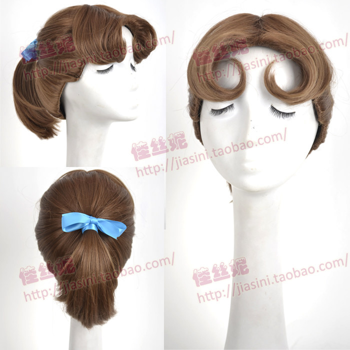 佳丝妮cos 迪斯尼 小飞侠 温蒂 内卷刘海造型 高温丝 cosplay假发