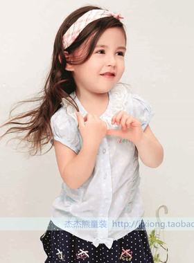 2015夏季童装非常小鱼25476女宝宝儿童柔软超薄短袖衬衫90-120