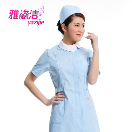 雅姿洁护士服短袖夏季药店服美容院用品白大褂卫校工作服JP-15