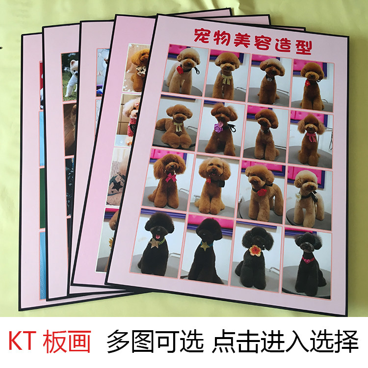 狗狗美容造型图萌宠挂画贵宾名犬贴画泡沫KT板宠物店装饰墙画、