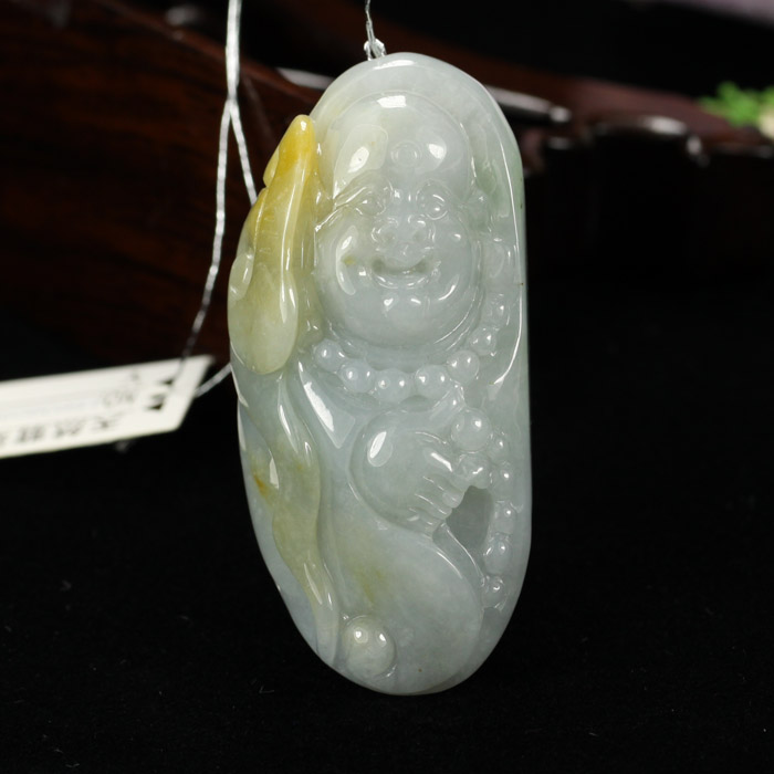 如意a货浅绿冰糯种挂件翡翠玉