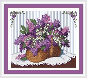 十字绣高清彩色印刷图纸花卉HH030薰衣草cross stitch