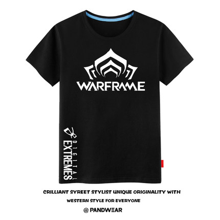 星际战甲warframe 夏季纯棉圆领短袖T恤 游戏周边青少年衣服