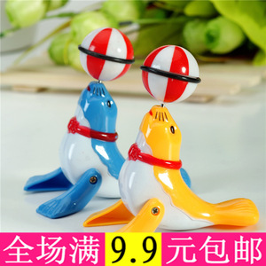 上链发条玩具小海豹小海狮 行走海豚顶球360度旋转儿童玩具