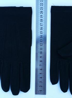 纯棉男士五指手套黑色背三道横线筋商务礼仪司机开车用防滑吸汗白