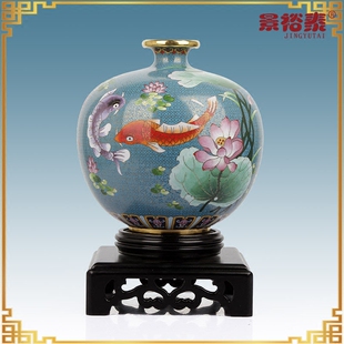 景泰蓝花瓶李荣魁年年有余乔迁家居生日礼品商务北京特色工艺品