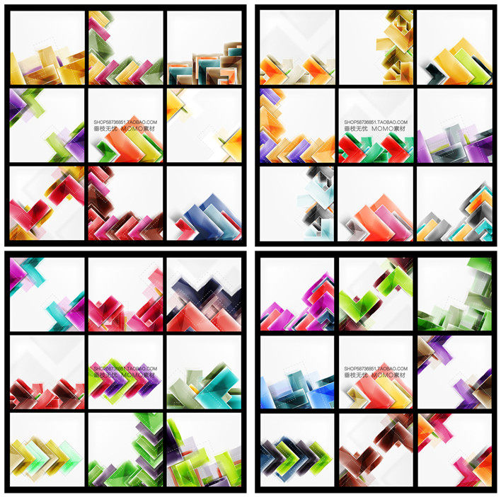 A3297矢量3D风格抽象几何箭头拼色渐变背景图 AI设计素材