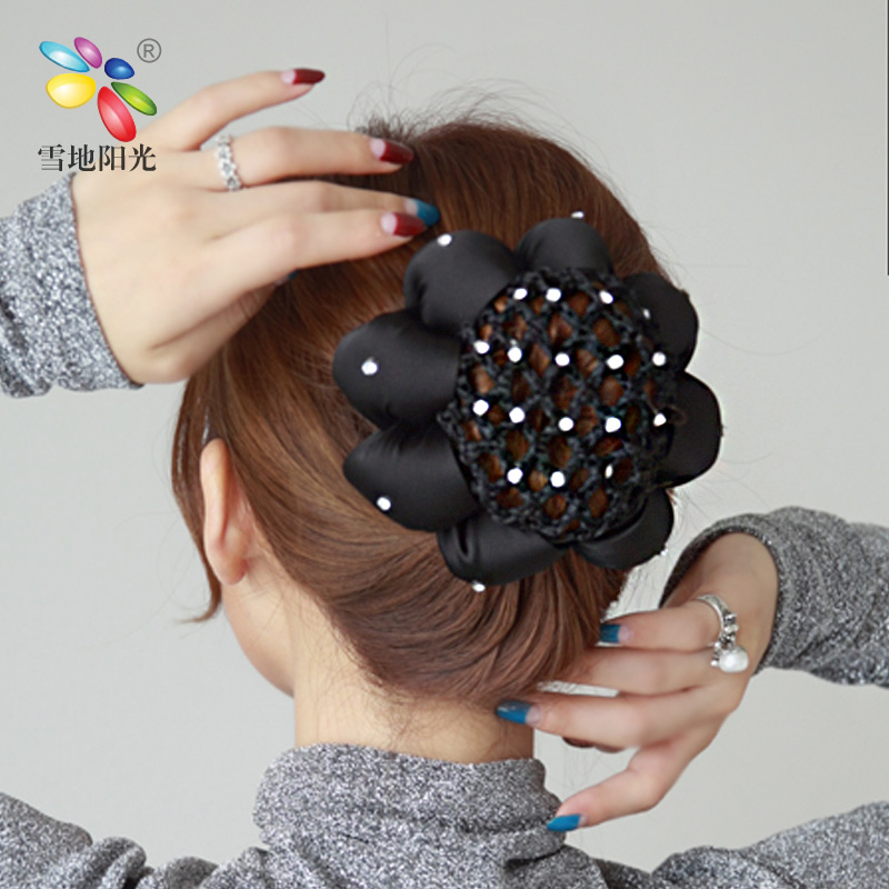 立体花朵发网布料发夹时尚优雅