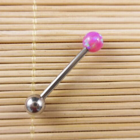 316L医用钢钛钢欧泊石防过敏舌钉舌环Tongue Ring_虎窝淘