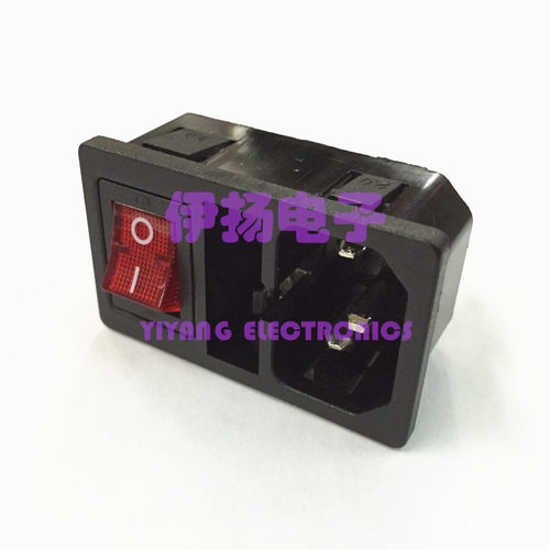 台湾HONGJU进口AC电源插座 S-03F-12S 保险丝座船型三合一 AC-01