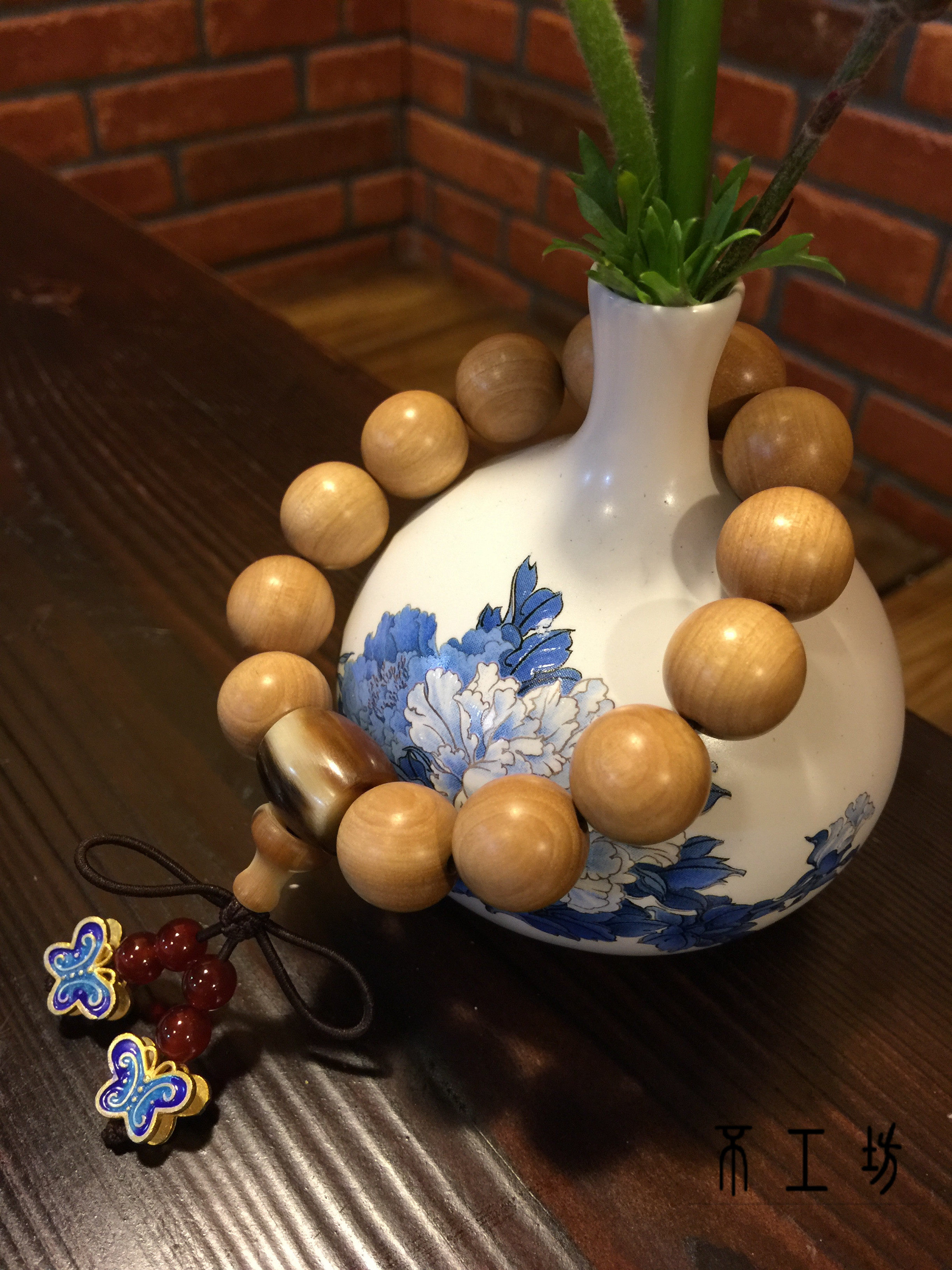 素木经心-杵榆手串女款纯银925烧蓝手工制作个性时尚