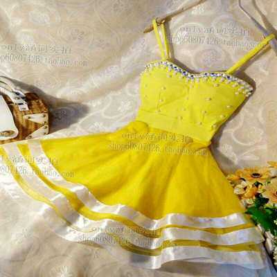 夜店女装性感时尚气质显瘦大摆短款吊带抹胸蓬蓬连衣裙礼服裙子