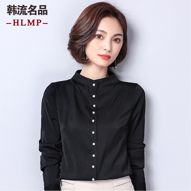 Blouse 2018 Autumn new pattern Korean Edition Versatile Self cultivation Show thin jacket spring and autumn Stand collar shirt Base coatin the Women's clothing/Boutique , Shirt  category - from Buy2taobao.com to provide professional Taobao agent buy service