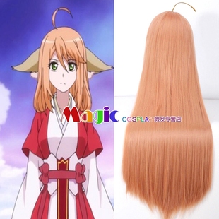 cosplay假发 狐妖小红娘 涂山红红 涂山苏苏 橘金色呆毛 狐狸耳朵