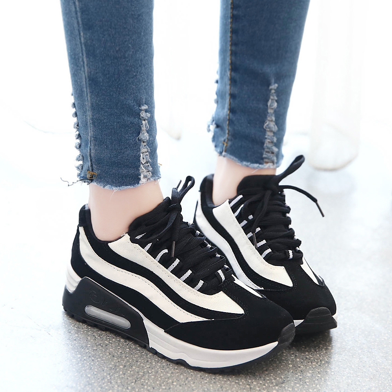 2015 Autumn Korean version of thick crust muffin shoes lace mixed colors students shoes women shoes running shoes