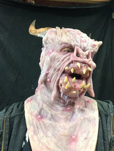 装 扮哥特创意牛角尖牙逼真硅胶面具 手作个性 Silicone△美国代购