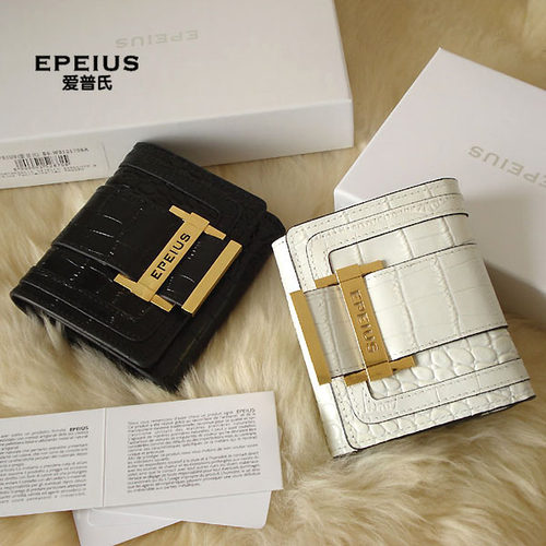 epeius唯美白色小钱包全牛皮