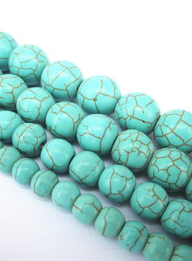 蓝松石圆珠松石珠 DIY手工复古饰品手串项链手工配件散珠松石手链