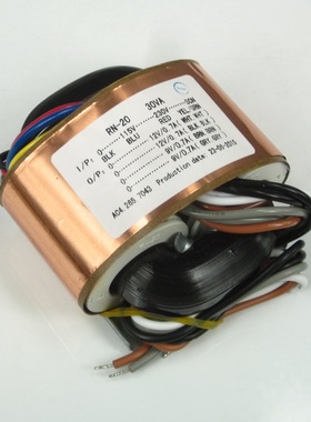 R牛30W双12V+双9V带铜皮R型电源变压器 铜线115-230v国际电压