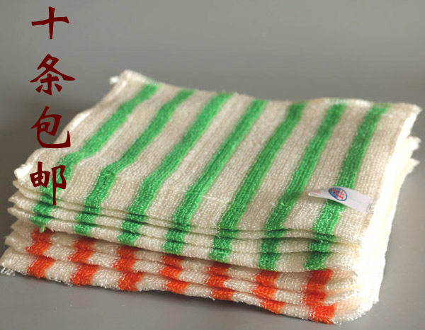 韩国洗碗巾抹布吸水不沾油刷碗布洗碗布彩条洗碗巾10条包邮