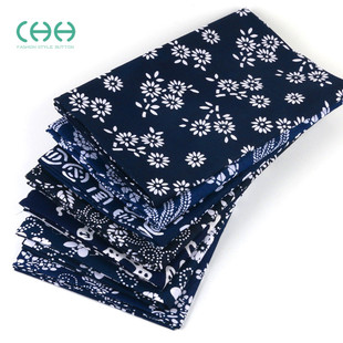 乌镇蓝布印花棉布碎花布料民族风面料连衣裙手工DIY窗帘桌布