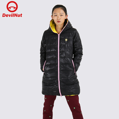 DEVIL NUT 潮牌 恶魔 双面穿 中长款 纯色 女式 羽绒服 DN  ATH
