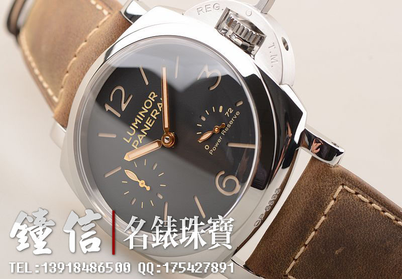 已售出【98新】沛纳海PAM00423小三针动显手上链47MM三天链皮带男表