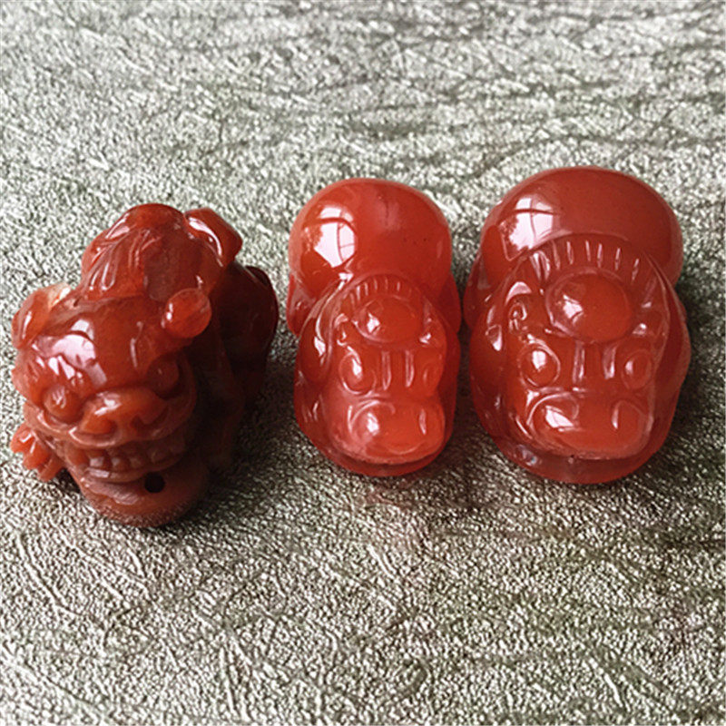 天然川料南红玛瑙樱桃红.柿子红小貔貅背云.吊坠项坠挂件202