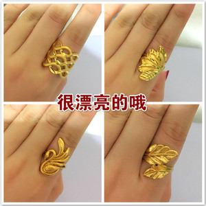 不掉色黄锡金欧美开口戒指欧币个性时尚女款大戒18K镀金结婚首饰