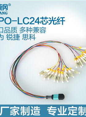 波钢 MPO母头-LC/UPC光纤跳线24芯OM3万兆40G多模MPO/MTP  0.5米MPO转LC电信级光模块连接线数据中心集束预端